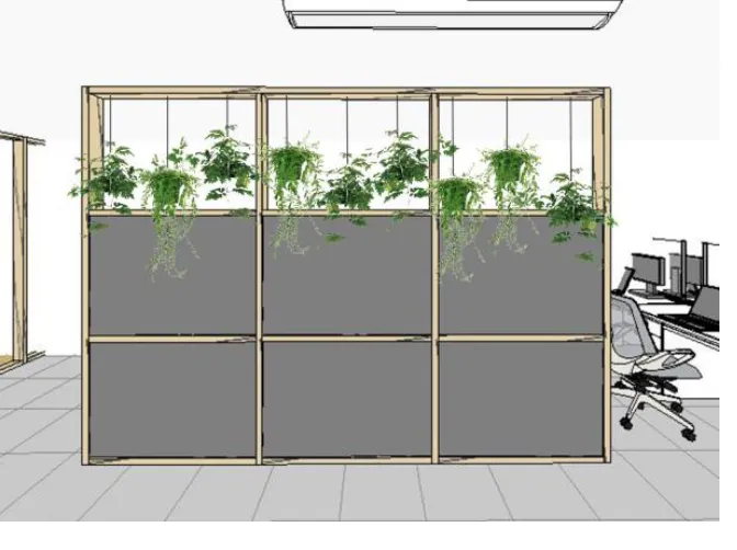 ハンギングプランツの パーテーション